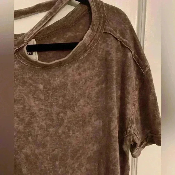 FREE PEOPLE We The Free Alex Tee, Cutouts, Rust Burgundy, Womens Size Small - Picture 9 of 10